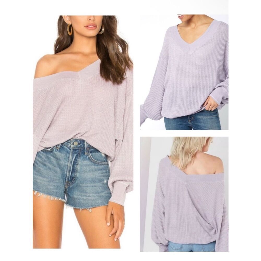 FREE PEOPLE WE THE FREE South Side Thermal Top in Pale Lilac Women’s Size Small